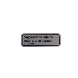 VW Bus T3 Aufkleber Super / Premium Oktan min 98 Roz / Ron