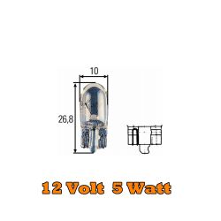 Glassockellampe W5W, 12 V, 5 W, Sockelausf. W2,1x9,5d