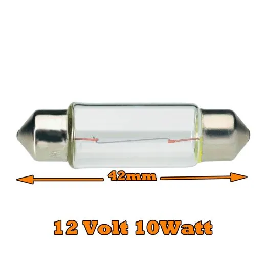 Sockelglhlampe, 12 V, 10 W, Sockelausf. SV8,5-8