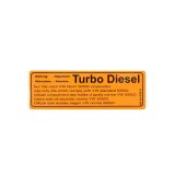 VW Bus T3 Aufkleber Warnhinweis Motorl Turbo Diesel orange