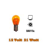 Glühlampe Orange PY21W, 12 V, 21 W, Sockelausf. BAU15s