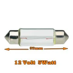 Sockelglhlampe, 12 V, 5 W, Sockelausf. SV8,5-8