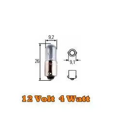 Glühlampe, 12 V, 4 W, Sockelausf. BA9s